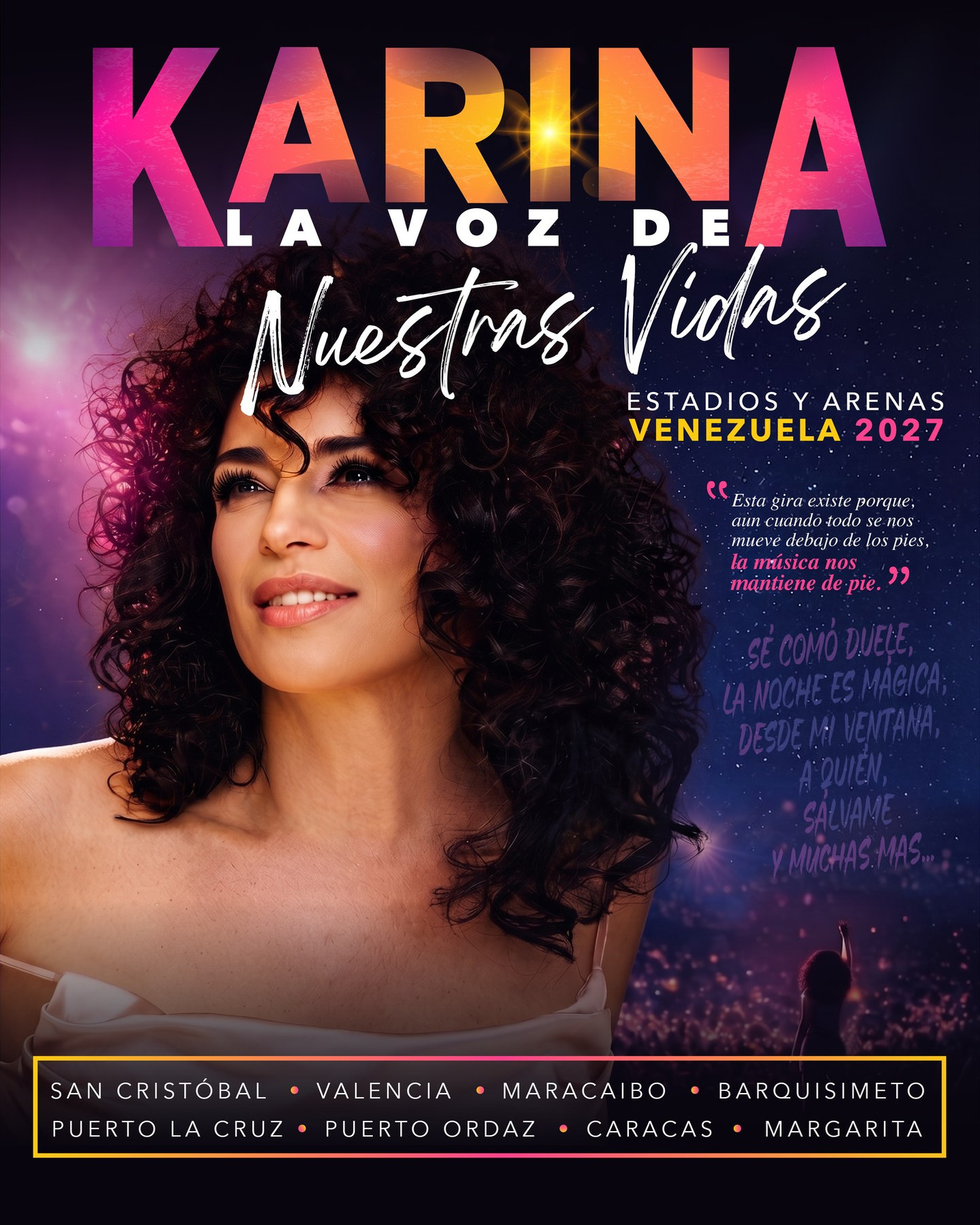 Afiche de la gira Karina, La Voz de Nuestras Vidas.
